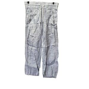 Athleta Cabo Linen Wide Leg Pants Light Blue Beach Vacation Resort Size 2 *see